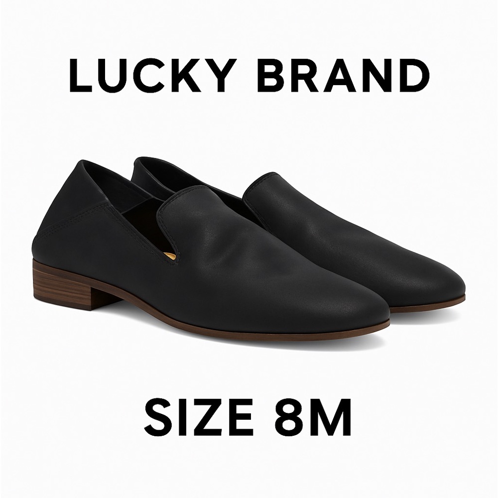 Lucky Brand Black Leather Slip-On Flats • Size 8M